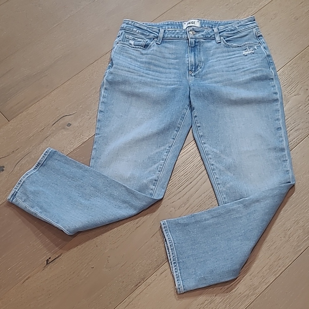 PAIGE Jeans Women's sz 28 Brigitte Straight Leg Mid Rise Crop/Ankle Denim Jeans